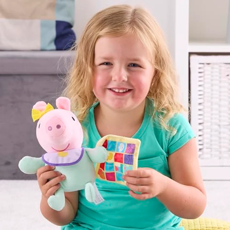 Peppa Pig Baby Evie mit Decke, Plüsch Kuscheltier Vorschulspielzeug für Kinder ab 18 Monaten, authentisches Peppa Pig Styling – Bild 5