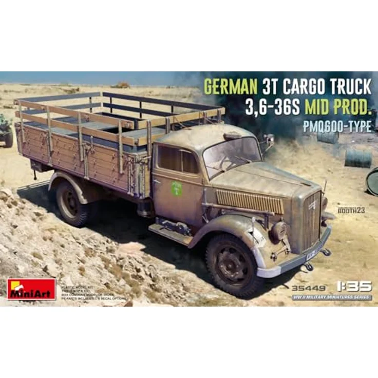 Mini Art 1:35 Dt. 3t Cargo Truck Mid Prod. PmQ600, detailliertes Standmodell mit realistischen Schweissnähten und 6 Varianten-Decals – Bild 2