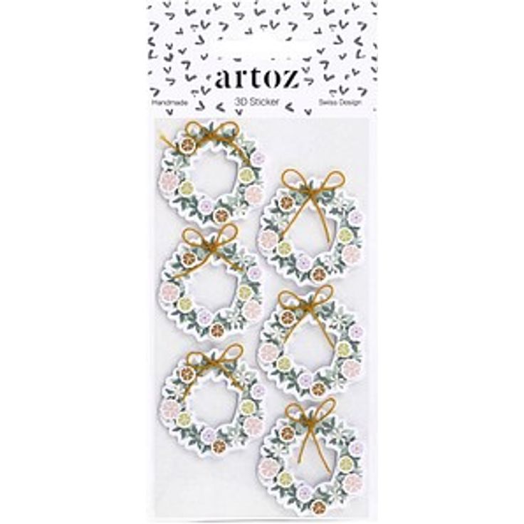 artoze Aufkleber 3D Türkranz, 6 St., mehrfarbig, selbstklebend aus Papier
