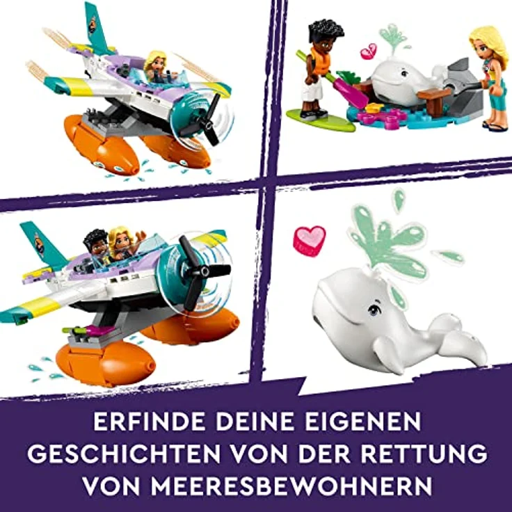 LEGO 41752 Friends Seerettungsflugzeug, Flugzeug-Spielzeug mit Wal-Figur und Mini-Puppen, Tier-Pflege Geschenk zum Geburtstag für Mädchen, Jungen und Kinder ab 6 Jahren – Bild 5