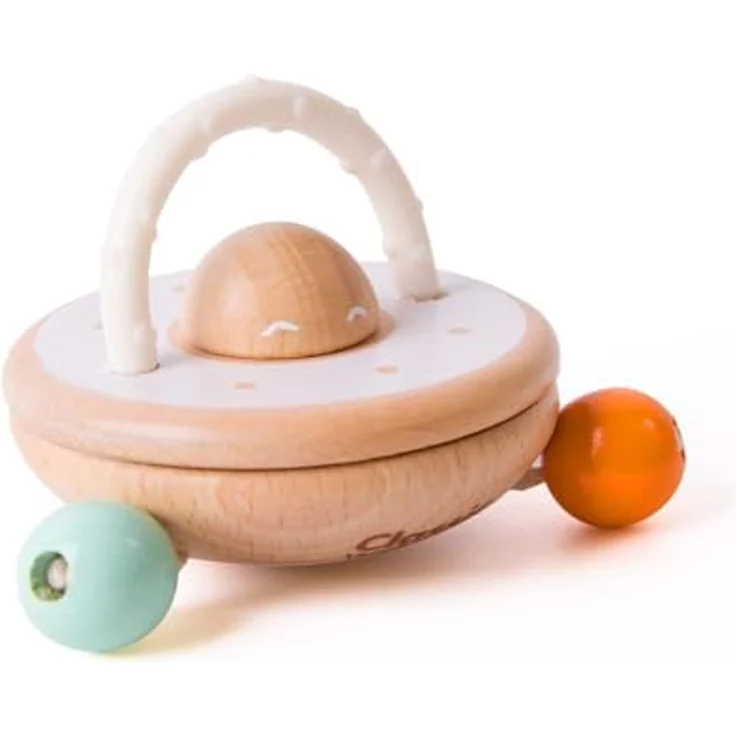 Classic World Ufo Rattle, Holzrassel mit interaktiven Kugeln und Geräuschen, sortiert – Bild 3
