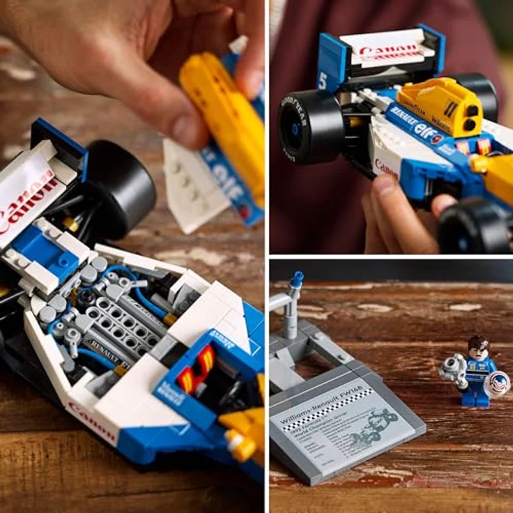 LEGO Icons 10353 Williams Racing FW14B, Modellauto mit Nigel Mansell Minifigur und funktionierender Lenkung, Mehrfarbig, 799 Teile – Bild 6