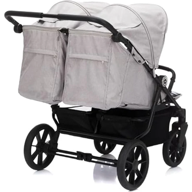 Fillikid Geschwister- & Zwillingskinderwagen Duette bis 22 kg mit Liegeposition & Knickschieber - Grau, inkl. Gratis Mobilitätsgarantie – Bild 2