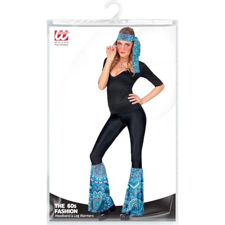 W WIDMANN MILANO Party Fashion - Hippie Set 60er / 70er Jahre, Stirnband und Stulpen, Mandala-Motiv in Blau – Bild 2