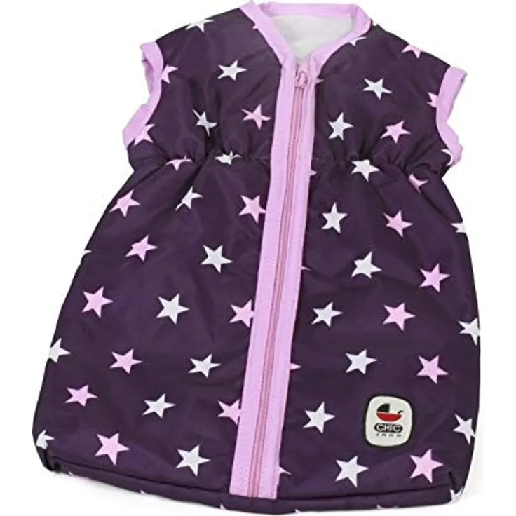 Bayer Chic 2000 792-71 Puppenschlafsack für Baby-Puppen bis 55 cm, Puppenkleidung, Puppenzubehör, Stars lila