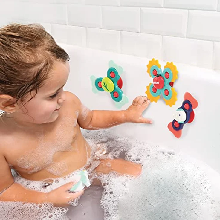 LUDI JBM SARL Handspinner für Babys, rotierendes Vakuumspielzeug mit 3 bunten Designs, ab 10 Monaten – Bild 3
