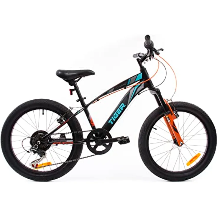 Sun Baby Jungenfahrrad 20 Zoll Kinderfahrrad Tiger Bike Jungen, 6 Gang Shimano, verstellbar (Schwarz Türkis Grau Orange)