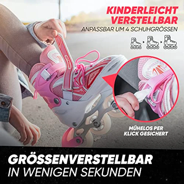 Apollo Super Blades X Pro, größenverstellbare Inliner mit LED Wheels, Größe 31–42 – Bild 2