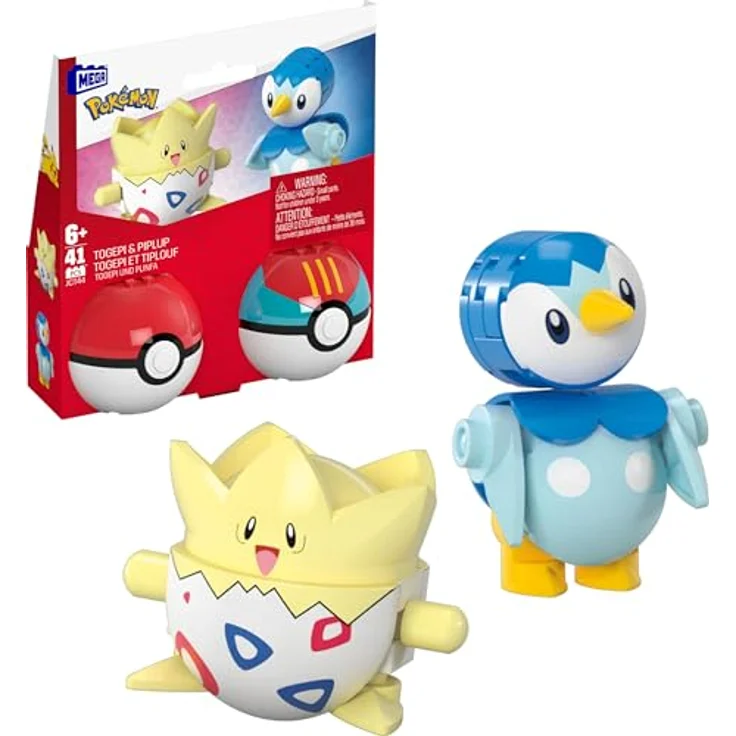 MEGA Pokémon Actionfigur Bauspielzeug-Set, Pokéball 2er-Pack, Togepi und Plinfla mit 41 Teilen, für Kinder, JCT44 – Bild 1