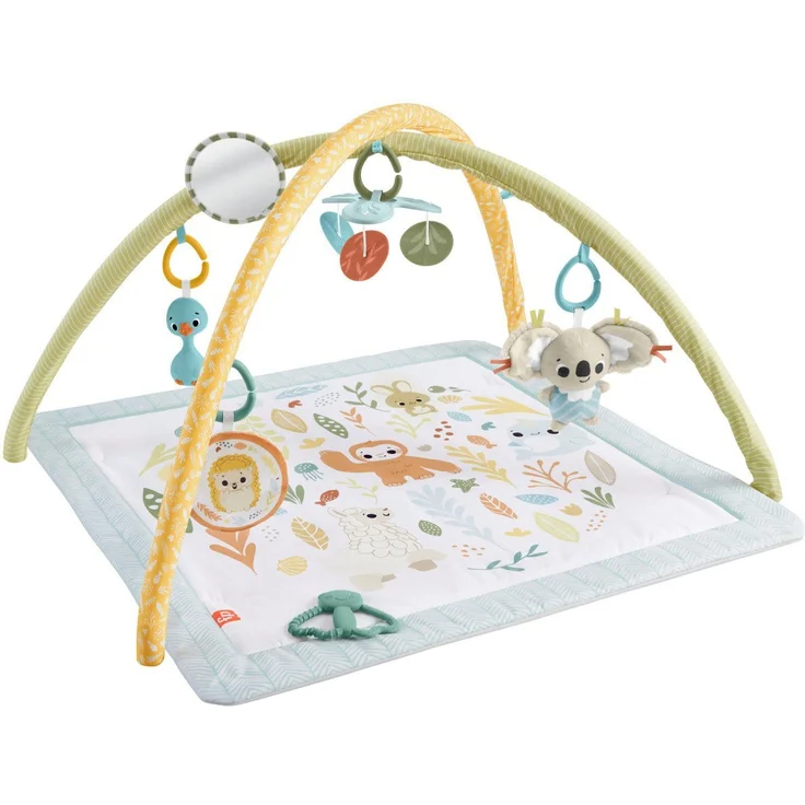 Fisher-Price® Simply Senses Spieldecke mit Spielbogen, sensorische Erlebnisdecke mit 6 frei positionierbaren Spielzeugen, Koala und Mobile, farbenfroh – Bild 1