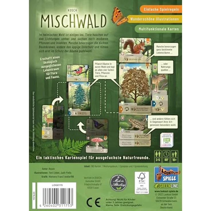 Lookout Mischwald Familienspiel Kartenspiel 2-5 Spieler Ab 10+ Jahren 60 Minuten Deutsch Mehrfarbig Bunt – Bild 4
