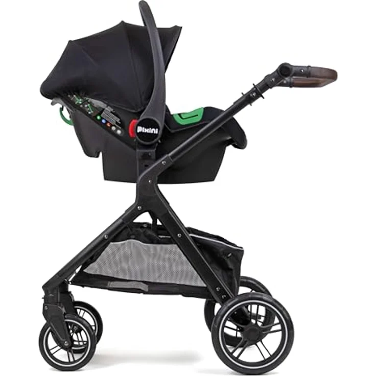 Pixini Nelio Kinderwagen Set 3in1 (taupe), individuell einstellbar mit Kunstlederbezug und großen Hinterrädern – Bild 5
