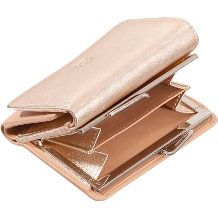 DuDu Corsica Geldbörse, RFID Schutz, aus 100% Leder, 11 cm x 8.5 cm x 3 cm, roségold – Bild 5