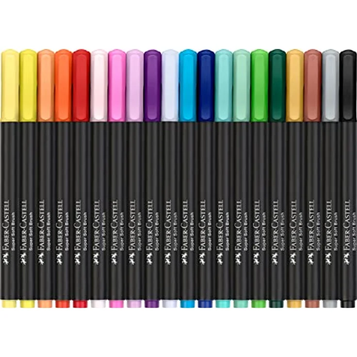 Faber-Castell 116452 - Filzstifte Set Black Edition 20er Etui, mit Pinselspitze, für Kinder und Erwachsene – Bild 2