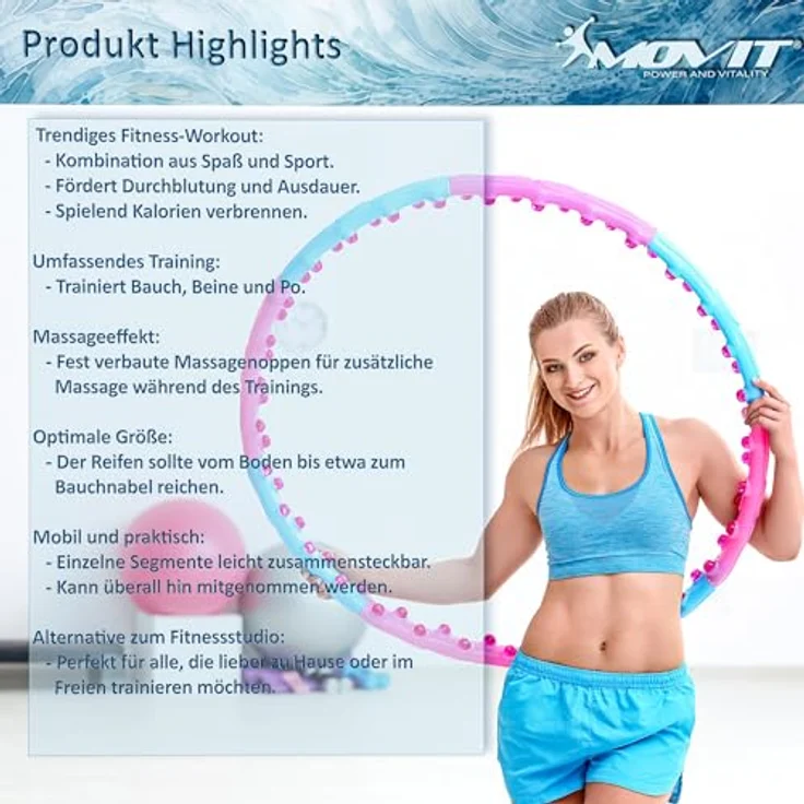 MOVIT® Hip Hoop, Hula Hoop Reifen, 80 Magneten, Ø 110 cm – Bild 8