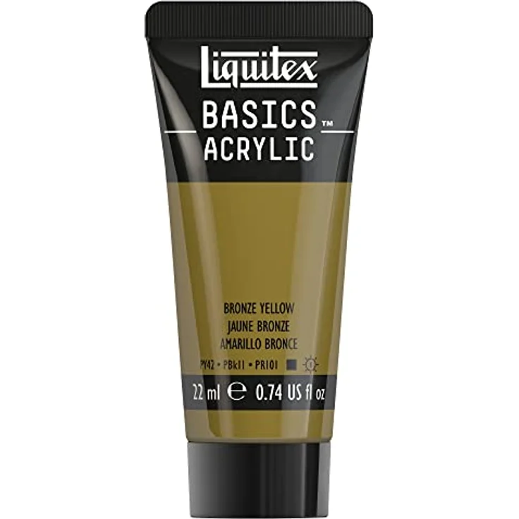 Liquitex Basics Acrylfarbe Bronzegelb, 22 ml Tube, lichtecht, mittlere Viskosität, seidenglänzend, monopigmentiert, Archivqualität – Bild 1