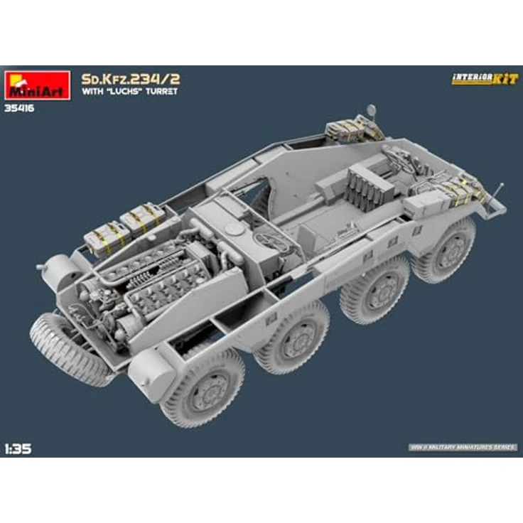 Other 1:35 Sd.Kfz.234/2 mit Luchs Turm, Modellfahrzeug mit detailliertem Interieur und Photoätzteilen, zwei Varianten darstellbar – Bild 18