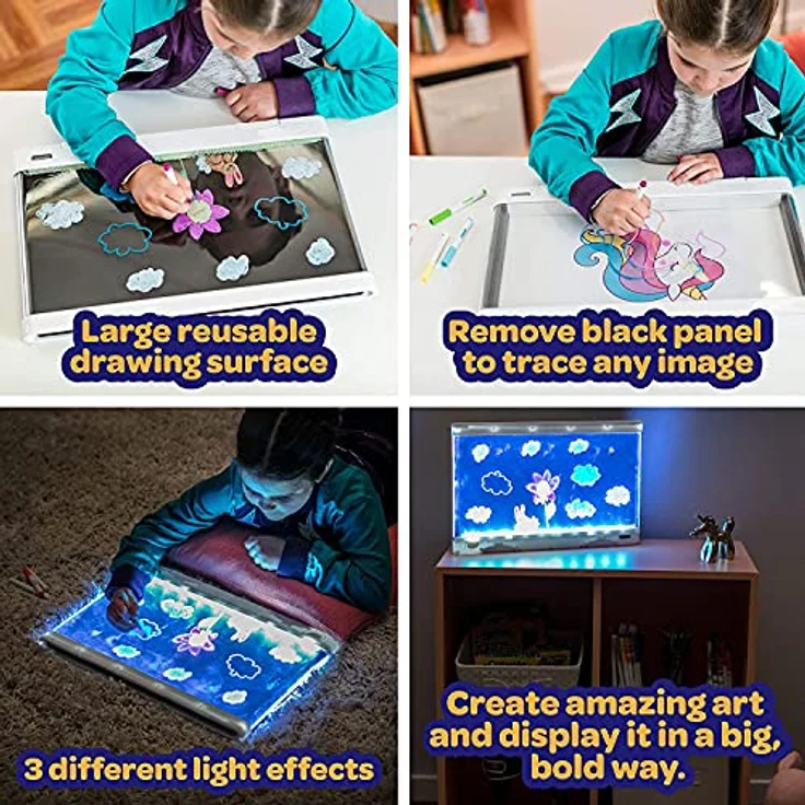 Crayola Deluxe Led-tafel Mit Filzstiften, Spielzeug Zeichenbrett Kinder, Led Zeichenbrett Mit 3 Lichteffekten, Radierbare Zaubertafel Zum Malen, Schreiben Und Zeichnen, Spielzeug Ab 6 Jahren – Bild 6