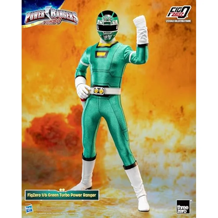 THREEZERO Power Rangers Turbo FigZero Actionfigur 1/6 Green Turbo Power Ranger, 30 cm, detailreich mit austauschbaren Teilen und Zubehör – Bild 4