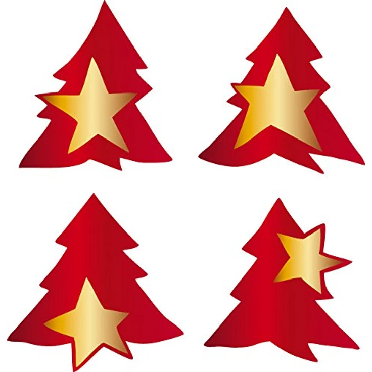 Sigel CS117 Weihnachts-Sticker auf Rolle, 200 Aufkleber mit rot/goldenen Christbaum-Motiven, 32 x 32 mm – Bild 3