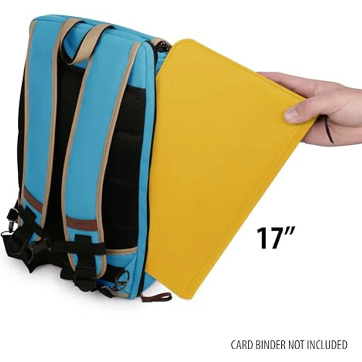 ENHANCE Designer Edition Sammelkarten-Rucksack in voller Größe – Platz für Kartenordner, TCG-Deckbox-Aufbewahrung – Blau Canvas-Look – Bild 5