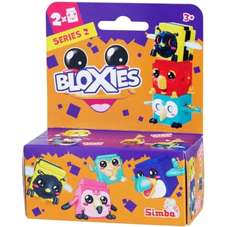 Simba Bloxies Figur Serie II, Tier-Baustein zum Stapeln und Sammeln, 4,5 cm mit lustigem Bewegungseffekt, Auswahl per Zufallsprinzip, 2 Stück, Spielzeug ab 3 Jahren – Bild 2