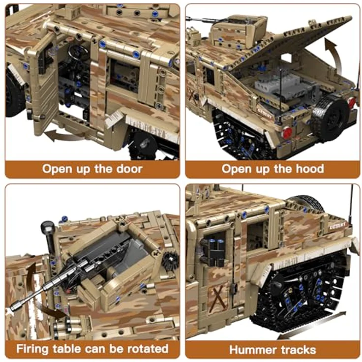 Mould King 20047 Technik Militär-Geländekettenfahrzeug, Bausatz mit 2094 Teilen, Fernsteuerung, drehbarem Sniper-Turm und beweglichen Teilen für Erwachsene und Jugendliche ab 14 Jahren – Bild 3