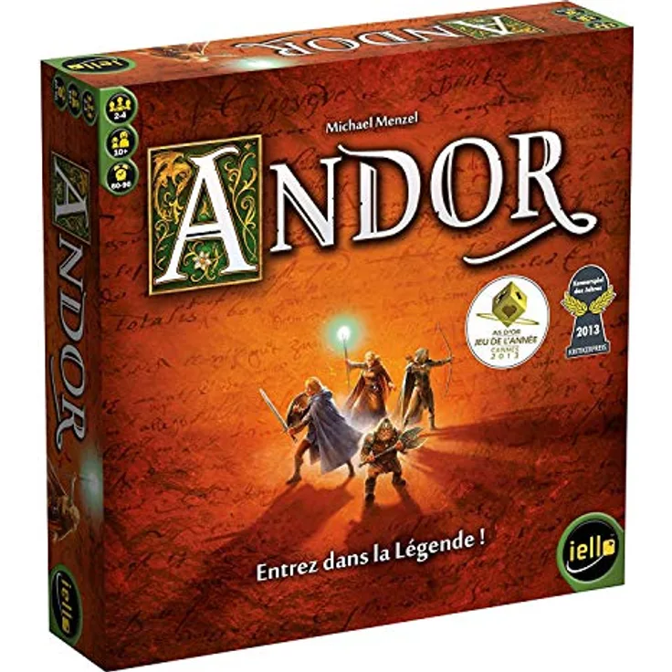 IELLO Andor, Brettspiel für 2-4 Spieler, kooperatives Abenteuer ab 10 Jahren, inklusive 41 Spielsteine und 72 Karten