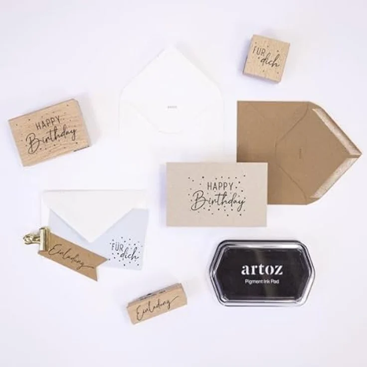 Artoz Stempel – Holzstempel – „Einladung“ – 20 x 60 mm – Motivstempel zum Kartenbasteln für Einladungen zu Hochzeit, Geburtstag, Kommunion, Taufe – Bild 5