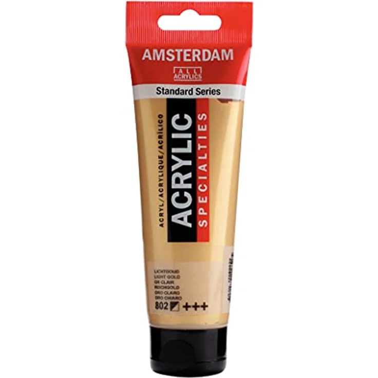 Amsterdam Standard Series Acrylfarbe Tube 120 ml, Reichgold 802, hohe Lichtechtheit, alkalibeständig, schnelltrocknend – Bild 1