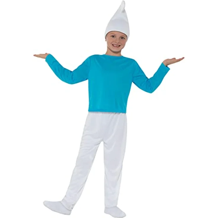 Funidelia Schlumpf Kostüm für Jungen und Mädchen The Smurfs, Zeichentrickfilm, Zwerg - Kostüm für Kinder & Verkleidung für Partys, Karneval & Halloween - Blau, Größe 3-4 Jahre – Bild 1