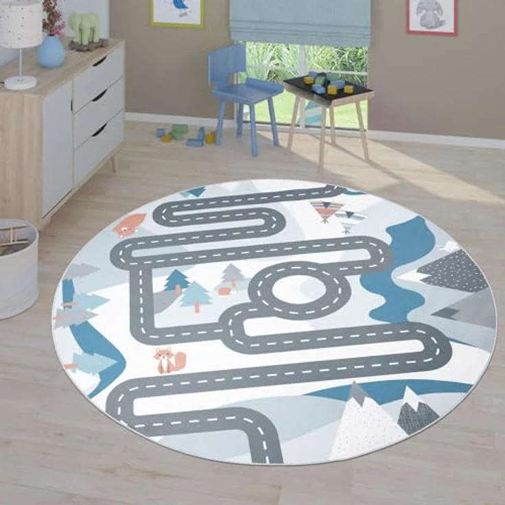 TT Home Kinderzimmerteppich, rutschfester Teppich für Jungen und Mädchen, Grau, 200 cm Quadrat, 100% Polyester, maschinell gewebt, STANDARD 100 by OEKO-TEX – Bild 3