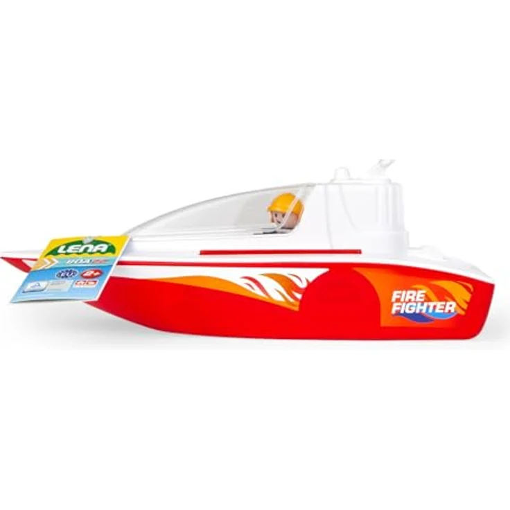 Lena BOAZZ Feuerwehrboot 36 cm, Spielzeugboot Indoor und Outdoor geeignet, Kabine zum Öffnen, Zwei Sitzplätze Plus Spielfigur, Rot – Bild 3