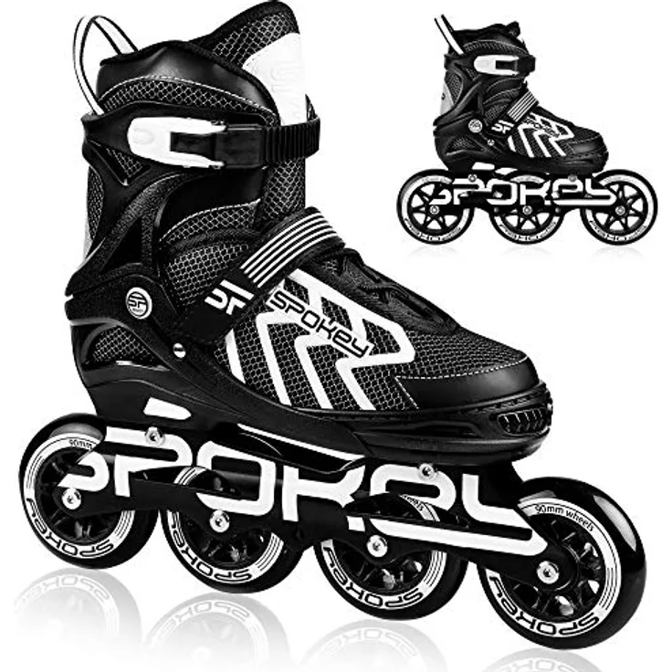 SPOKEY Khan Inline Skates für Kinder bis max. Gewicht 60 kg | Größenverstellbar, Alu-Schienen, Kugellager ABEC-7 Carbon, PU Rolle 82 A