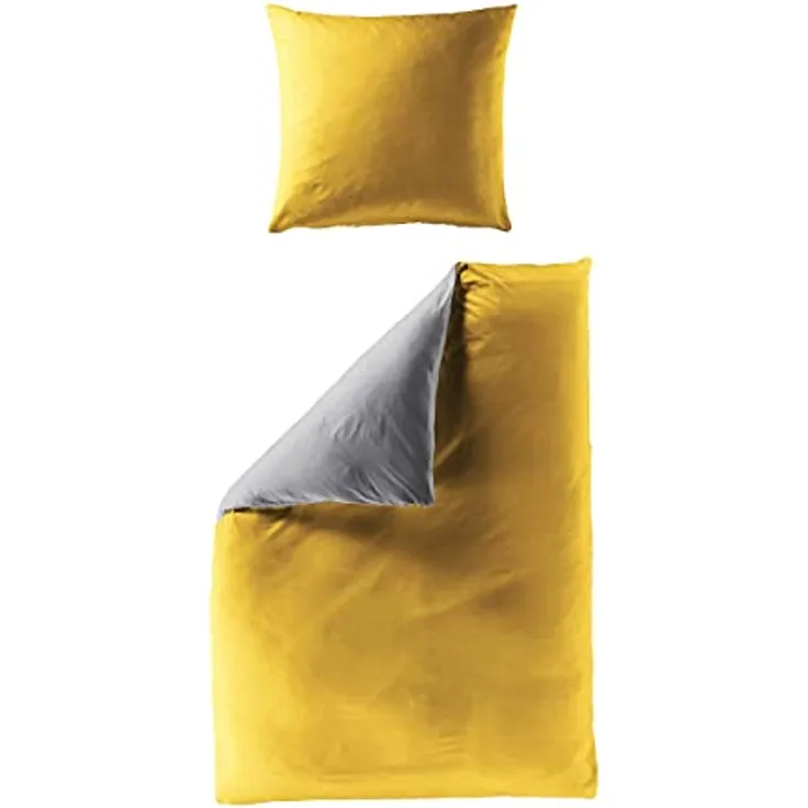 Bierbaum Bettwäsche UNI 3714, Mako-Satin, Made in Germany, curry 40, 155x220 + 80x80 cm, Komfortgröße