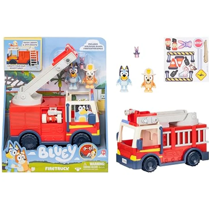 Moose Toys Rutscherauto BLAUES FEUERWEHRAUTO mit Leiter, Figuren und Stickerbogen – Bild 1