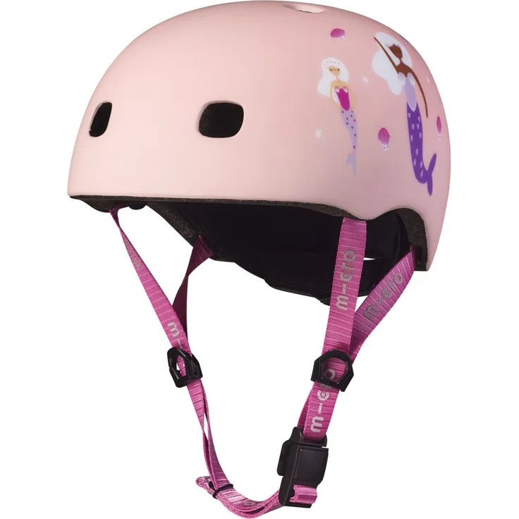 Micro Kinderhelm micro Helm Mermaid, innovativer Fidlock-Verschluss, LED-Licht, optimale Passform, 8 Belüftungsöffnungen (blau)