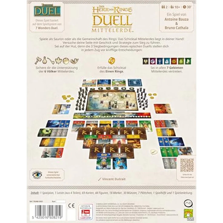 Repos Production - Der Herr der Ringe: Duell um Mittelerde Brettspiel - Strategisches Brettspiel für 2 Spieler - Ab 10 Jahren, 30 Minuten Spielzeit - Unterstützt bei Farbwechsel - Antoine Bauza und Bruno Cathala – Bild 2
