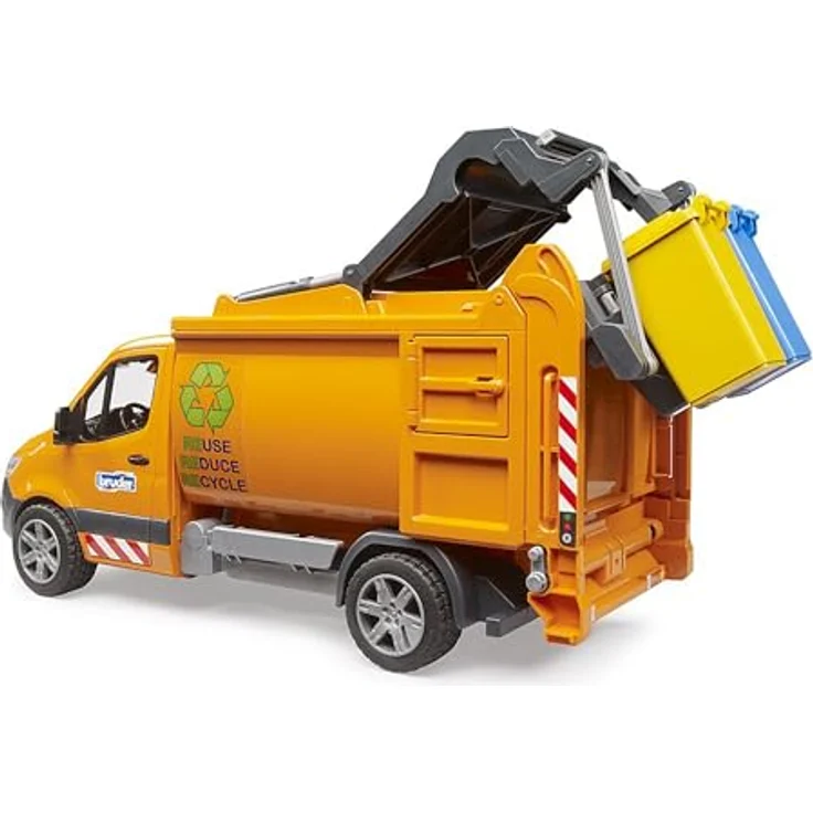 bruder 02682 - MB Sprinter Kommunal Müllfahrzeug - 1:16, Spielzeug Müllauto mit Entleerfunktion, 2 Mülltonnen, ABS Kunststoff, ab 4 Jahren – Bild 3