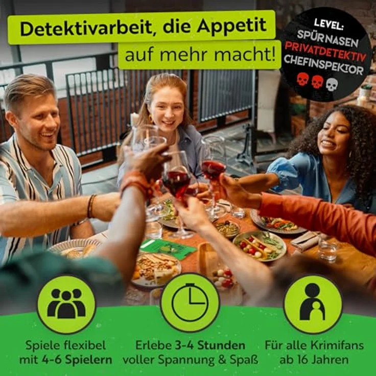 Gourmet Criminelle® Krimidinner für zuhause | 4 bis 6 Personen | Mysteriöser Mordfall für Deine Dinnerparty [Mord durch Gartenzwerg] – Bild 3