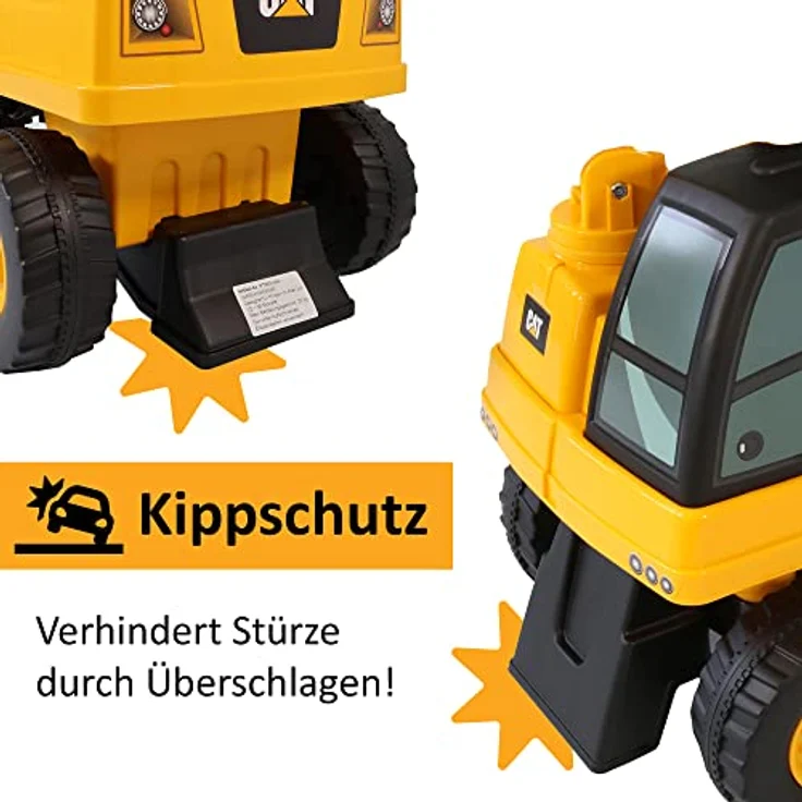 Lemodo Rutschauto mit Staufach | Sitzbagger mit beweglicher Schaufel | Sound-Lenkrad | Ab 1 Jahr, gelb – Bild 5