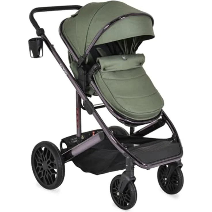 Moni Kombikinderwagen 3 in 1 All Road, umbaubar mit i-Size Autositz, umkehrbare Sitzeinheit, inkl. Adapter, grau – Bild 2