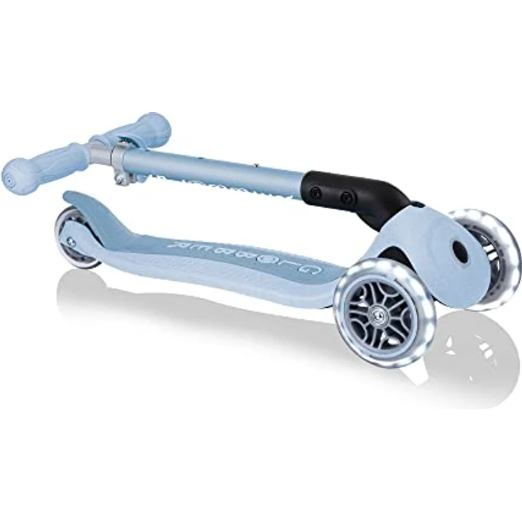 Globber JUNIOR Foldable Fantasy Lights Scooter | LED-Vorderräder, höhenverstellbare Lenkstange, klappbar | Belastbar bis 50kg | Blaubeere – Bild 2