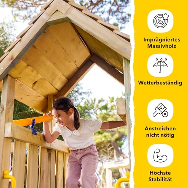 WICKEY Spielturm Klettergerüst Smart Cave, Outdoor Kinder Kletterturm mit Schaukel, Rutsche, Sandkasten und Spiel-Zubehör, 120 cm Podesthöhe, blau – Bild 5