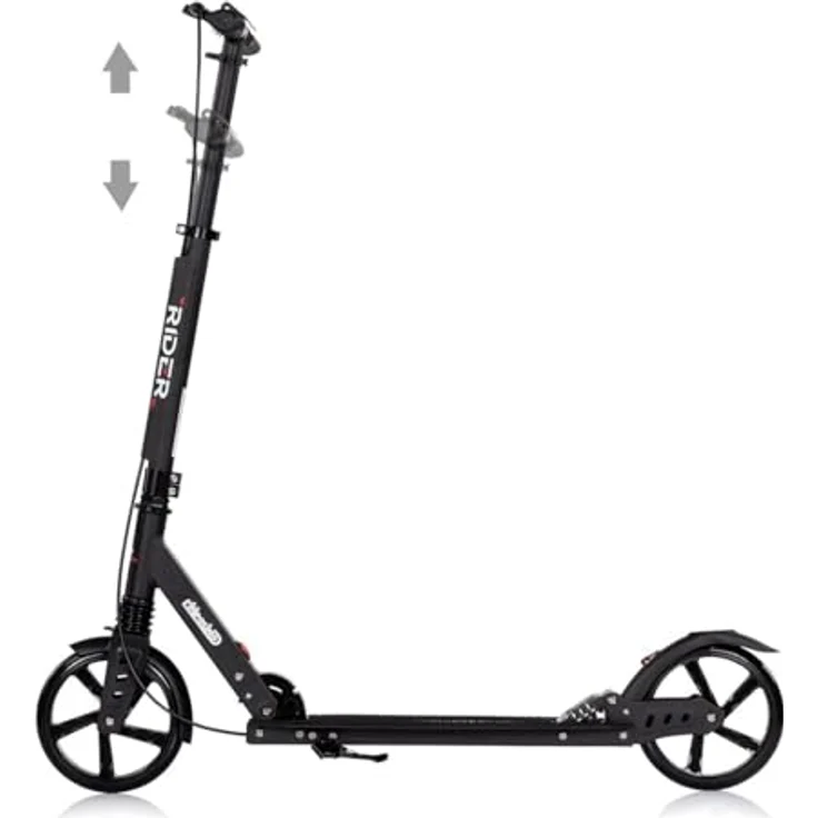 Chipolino Rider Kinderroller, klappbar, höhenverstellbar mit Stoßdämpfern, PU-Räder, schwarz, für Kinder ab 8 Jahren – Bild 4