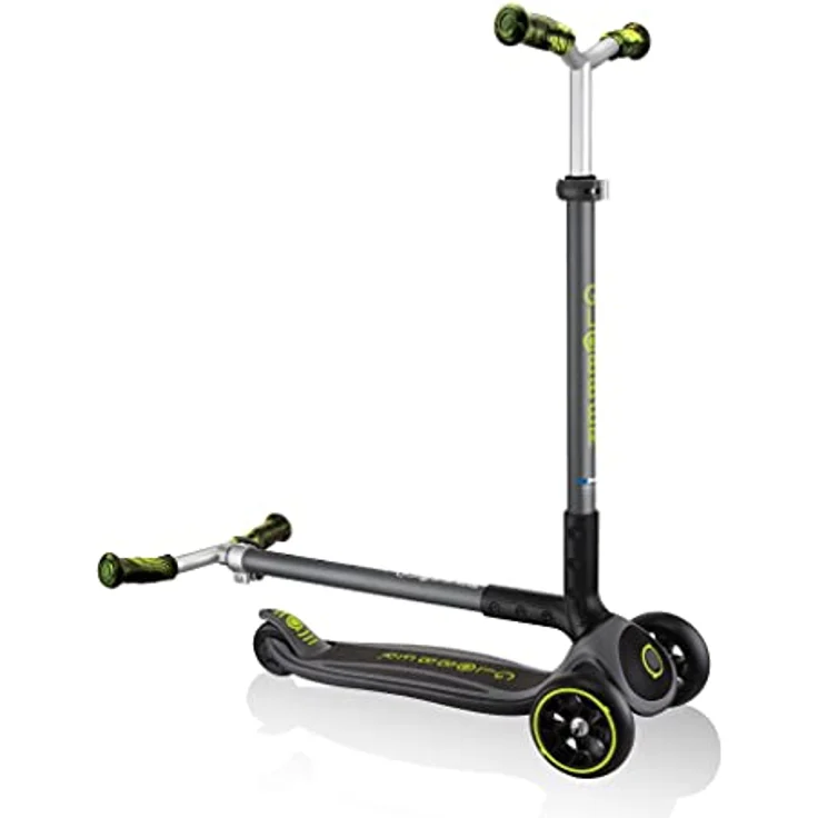 Globber Master Prime, 3-Rad-Scooter mit höhenverstellbarer Lenkstange, ergonomischen TPR-Griffen und Lenkblockiersystem, Schwarz/Neon Grün – Bild 6