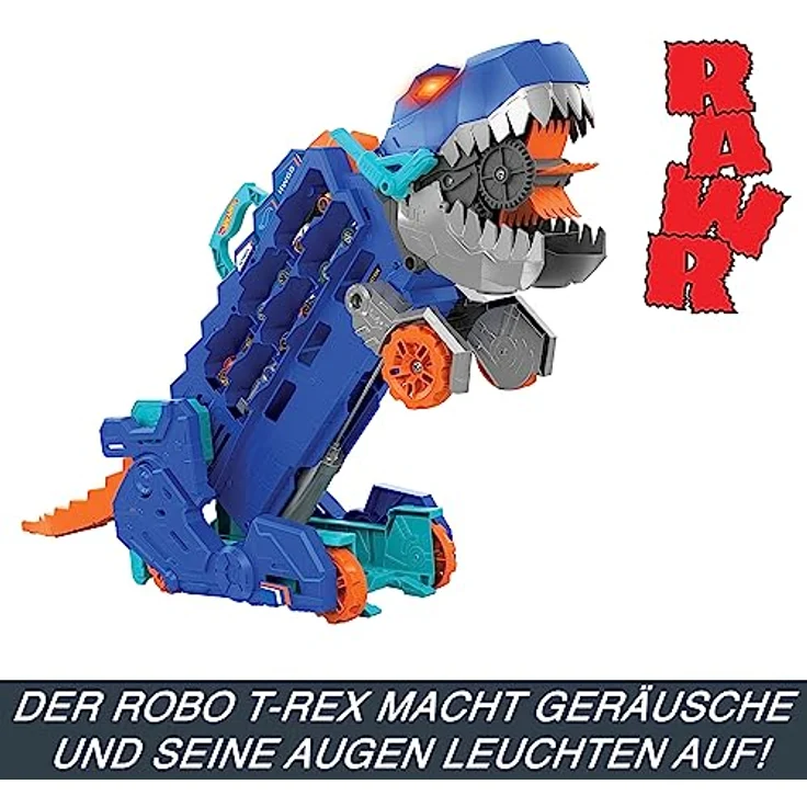 HOT WHEELS City - Ultimativer Transporter, T-Rex und Rennstrecke in Einem, abwechslungsreiche Sensorik-Elemente, Beleuchtungen und Geräusche, umfasst 20 Autos, für Kinder ab 4 Jahre, HNG50 - Preisvergleich – Bild 5
