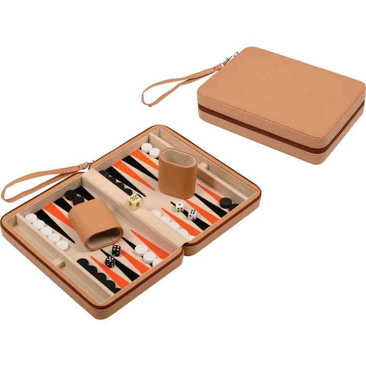 Philos Backgammon Leros, magnetisches Reise-Brettspiel aus Kunstleder für 2 Personen