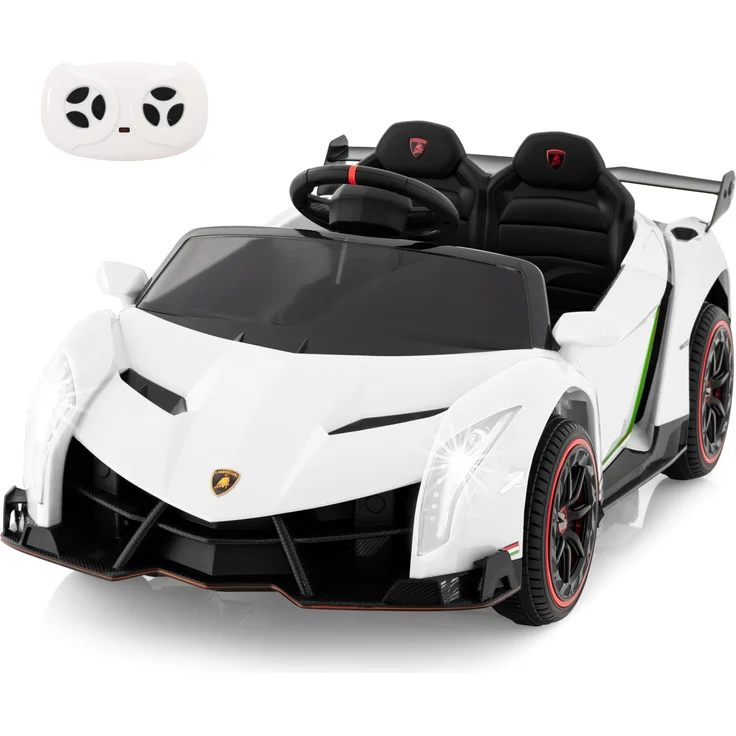 Dreamade DREAMADE 4WD-Lizenziertes Lamborghini-Kinderauto, 12-V-Elektroauto mit 2,4-G-Fernsteuerung, 3 Geschwindigkeiten, hydraulischen Türen, 3-8 Jährige Kinder, weiß