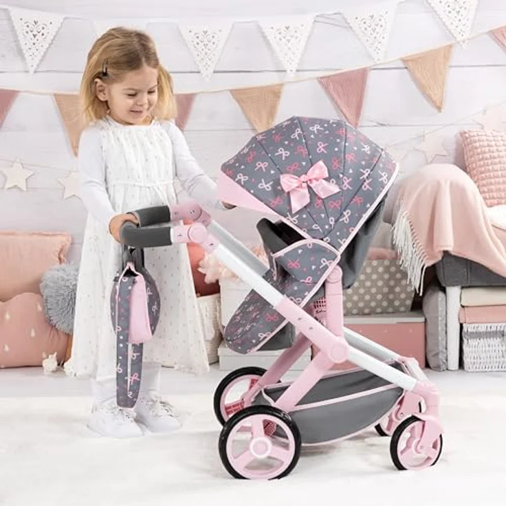 Bayer Design Puppenwagen Xeo, höhenverstellbar und wandelbar, mit Tasche und schwenkbaren Vorderrädern, geeignet für Puppen bis 46 cm – Bild 5